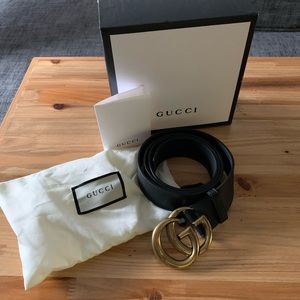 Gucci Leather Double G Large belt w/ box